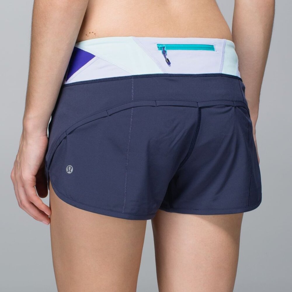 Lululemon Run: Speed Short *4-way Stretch Cadet Blue / Su14 Quilt 28 Size 6